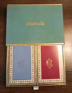 Vintage Tiffany & Co 2 Deck Set of Playing Cards Red & Blue Monogramed - Picture 1 of 14