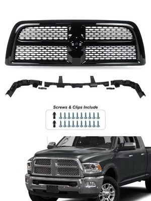 Front Bumper Grille Grill For 2010-2018 Ram 2500/3500 Upgrade Gloss Black - Image 1 of 4
