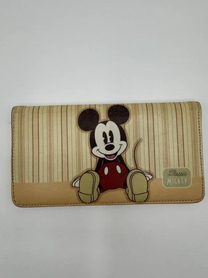 Disney Clásico Mickey Mouse Amarillo Tostado Billetera Tarjeta de Crédito Chequera Porta Foto 1 de 4