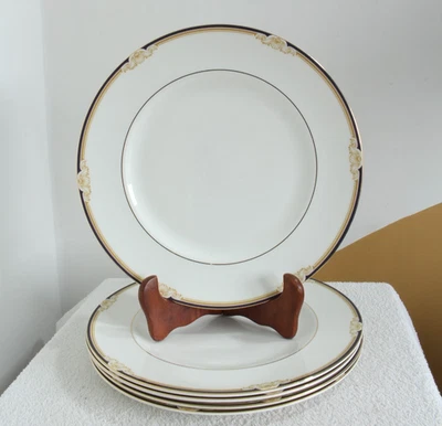 Wedgwood Cavendish dinner plates x5 bone china royal blue gold 27cm England - Image 1 of 4