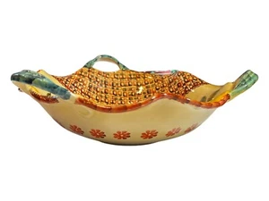 Italica ARS Hand Painted 3-Handled Olive Bowl Excellent Used Condition 15”W 5”T - Picture 1 of 6