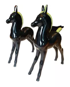 2 statuine vintage Robert Simmons cavallo moderno Zazu MCM nero retrò verde grandi 12" - Foto 1 di 10