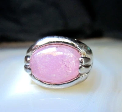 Ring Edelstahl Achat rosa tolle Farbe 20 mm 8,7g wuchtig und schön - Bild 1 von 4