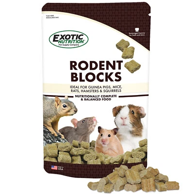 EXOTIC NUTRITION Rodent Blocks (3 lb.) - Food for Rats, Mice, Squirrels, Degus & Other Rodents