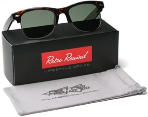Large Polarized Half Frame Retro Vintage Glasses Men's Sunglasses Big Head New - Picture 1 of 10