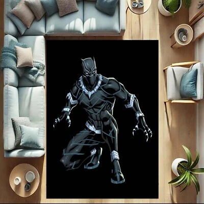 Black Panther Rug, Hero Carpet, Superhero Area Rug, Wakanda Decor, Kids Room Rug - Image 1 of 4