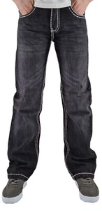 Peviani Niño Niños Vaquero – Diseñador Streetwear Bordado Bolsillos -negro - Foto 1 di 4