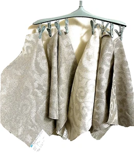 Metallic Silver Gray White Shiny Glitter Duralee Damask Fabric Set of 5 - Picture 1 of 17