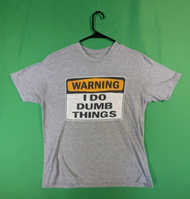 Camisa Ink Inc Warning I Do Dumb Things llamativa gris grande mangas cortas Foto 1 de 4