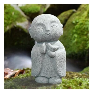 Jardín Exterior Césped Arte Decoración Jardín Ornamento Pequeño Jizo Estatua 57mm - Imagen 1 de 6