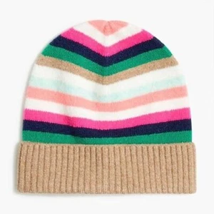 J Crew Colorful Striped Extra-Soft Yarn Beanie Hat - Picture 1 of 5