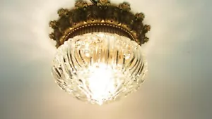Massive Vintage Deckenlampe Messing Kristall Glas '60er Jahre - Picture 1 of 12