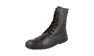 TOD'S Buffalo Skin Combat Ankle Half-Boots Booties Brown - NEW - Picture 1 of 11
