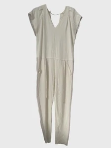 Rebecca Taylor One Piece Cap Sleeve Jumpsuit Size 8 Silk Cream Minimalist Chic - Picture 1 of 6