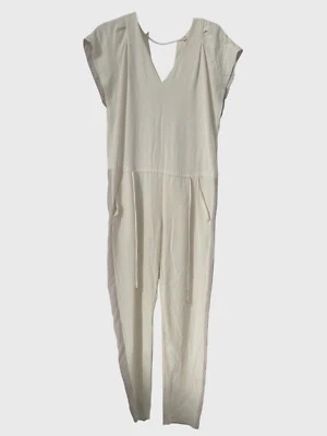 Rebecca Taylor One Piece Cap Sleeve Jumpsuit Size 8 Silk Cream Minimalist Chic - Image 1 of 4