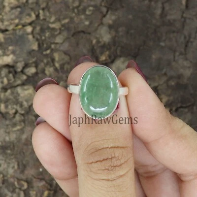 Natural Green Aventurine  925 Sterling Silver  Boho Statement Ring  Gift For Her - Image 1 of 4