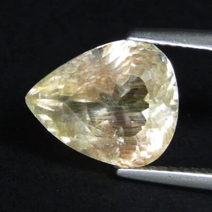 Precioso topacio blanco rutilado natural de 5,33 quilates 12x10 mm corte pera piedras preciosas sueltas - Imagen 1 de 4