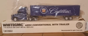 Vintage 1993 ERTL 1:64 Cadillac White GMC Aero Conventional W/Trailer NEW - Picture 1 of 14