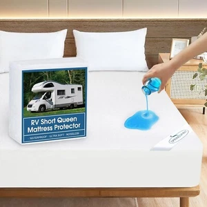 RV Short Queen Terry Mattress Protector Waterproof Mattress Cover 75"x60" - Picture 1 of 6