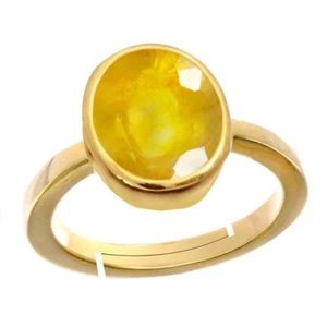 Natural Yellow Sapphire Stone Gold Plated Adjustable Ring in Size AU H-P or Q-Z - Picture 1 of 7