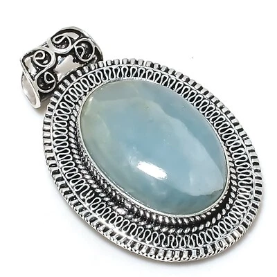 Colgante de joyería de plata de ley 925 hecho a mano con piedras preciosas de aguamarina regalo para mujer Foto 1 de 4