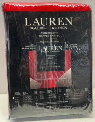 Ralph Lauren Tablecloth - Red Herringbone - 60" x 104" - Rectangle Oblong - Image 1 of 4