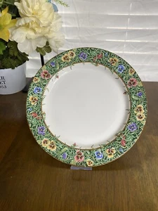 VELVET FACES 104 By International Tableworks 11” DINNER PLATE Floral Green Rim - Picture 1 of 9
