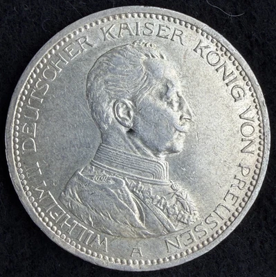 5 Mark 1913 A Wilhelm II Deutscher Kaiser König Von Preussen - Silbermünze - Bild 1 von 2