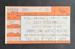 Boleto de concierto Ozzy Osbourne 1989 talón 8/4/89 amplificador de costa, vista a la montaña aprox. - Imagen 1 de 1