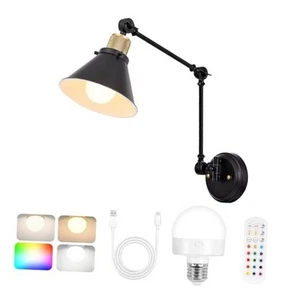  Rechargeable Battery Operated Wall Sconce, Dimmable and 1 Pack Black - Picture 1 of 8