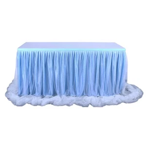 Table Skirt Tulle Plain Tables Cover Easy to Install Home Decor Party - Picture 1 of 11