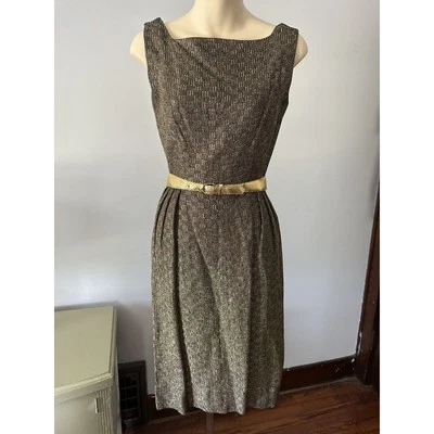Vestido Vaina Vintage Años 60 Negro y Dorado Talla S Foto 1 de 4