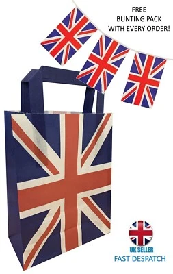 Union Jack Street Party Parade Party Paper Gift Bags PLUS FREE FLAG BUNTING - Изображение 1 из 3