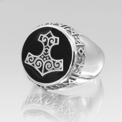 Кольцо-молот Thors — ювелирные изделия норвежских викингов мьёльниров из чистого серебра - Изображение 1 из 4