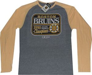 Boston Bruins CCM Raglan Long Sleeve 1990 Throwback T Shirt $35 Clearance
