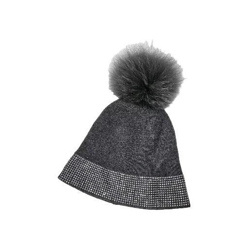Sombrero para mujer Minnie Rose cachemir puro brillante tachonado piel de zorro pompón gorro Foto 1 de 4