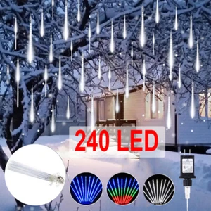 240 LED String Lights Meteor Shower Rain Tree 10 Tubes Xmas Party Garden Decor - Picture 1 of 19