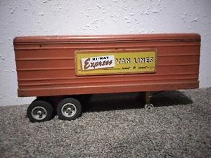Vintage 1950s Marx Hi-Way Express Van Lines Red Semi Trailer Pressed Steel - Picture 1 of 11