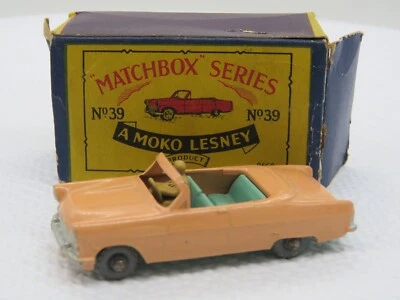 1957 Moko Lesney Matchbox #39 Ford Zodiac Convertible turquoise w/Original Box - Image 1 of 4