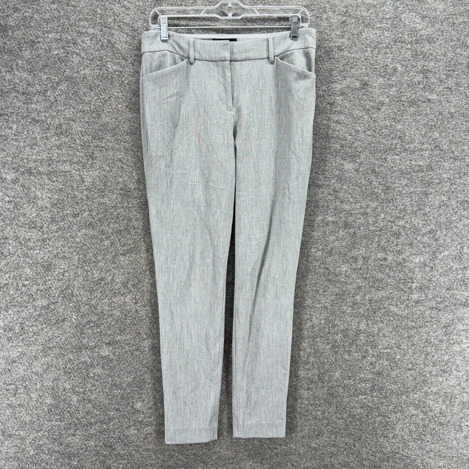 Pantalones Express para mujer 6 grises tiro medio ajustados elásticos bolsillos delanteros planos algodón Foto 1 de 4