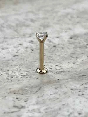3MM Round Natural Diamond Solitaire Daily 18g Nose Pin Solid 14k Yellow Gold - Image 1 of 4