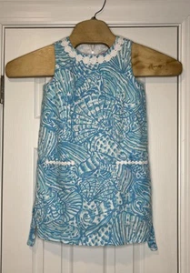 Lilly Pulitzer Youth Girls Shift Dress Blue White Beach Nautical Seashells 10 - Picture 1 of 7