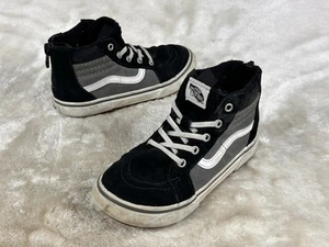 Vans High-Top Skateboard Sneakers Black Grey Zip Back Toddler, Size 10 - Picture 1 of 7