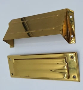Vintage Brass Tone Mail Slot with Backplate and Hardware New Old Stock MCM Retro - Picture 1 of 15