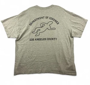 1990s Vintage Los Angeles County Dept Of Coroner Gray T-Shirt Adult 2XL - Picture 1 of 9