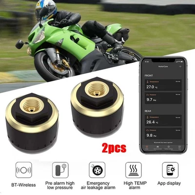 Sistema de monitoreo TPMS sensores de presión de neumáticos de motocicleta Bluetooth 4/5.0 2 piezas Foto 1 de 4