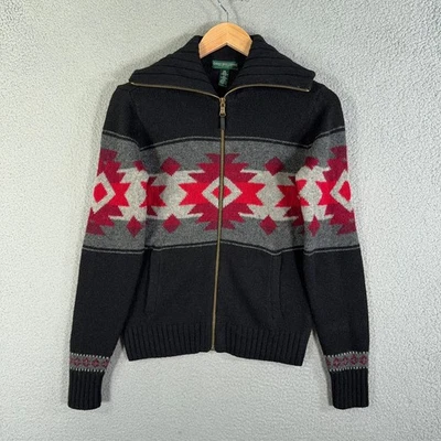 Cárdigan Suéter Vintage Ralph Lauren Southwestern PS Lana Azteca Indio Navajo Foto 1 de 4