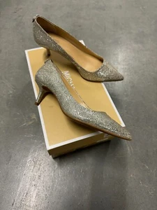 NIB Michael Michael Kors Women's MK-Flex Kitten Pump Glitter Silver - Picture 1 of 7