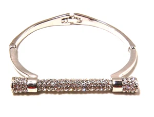 Brazalete de plata brazalete con barra de cristal ENVÍO GRATUITO - Imagen 1 de 6
