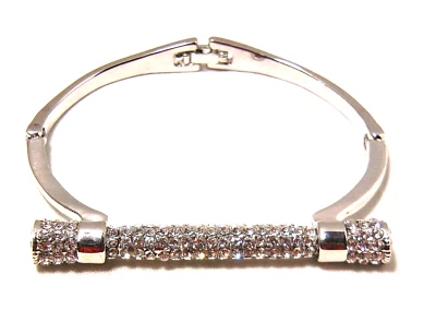 Silver Cuff BRACLET with Crystal Bar  FREE SHIP - Image 1 of 4